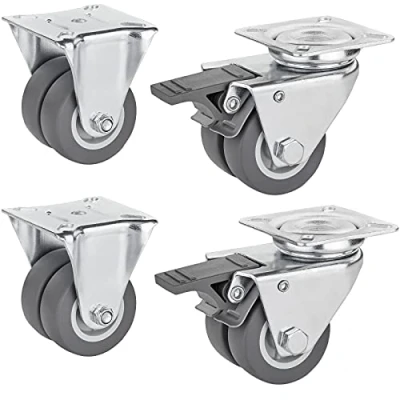 Imagen de SOTECH 4 Ruedas giratorias para Muebles Ø 50 mm Capacidad de carga 400 Kg (2x con freno + 2x Placa atornillada 60x60 mm) alta resistencia