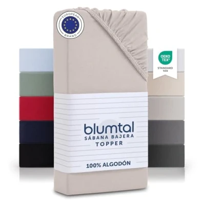 Imagen de Blumtal sabana bajera 160x200 algodon Jersey sabanas bajeras de 100% sujeta certificada OEKO TEX cm lencois cama color marfil
