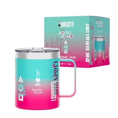 Imagen de Bialetti Camp Mug Squid Game©, 420ml, Acero Inoxidable, Double Wall