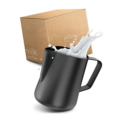 Imagen de Lambda Coffee jarra de leche 150ml acero inoxidable cafetera barista espresso negra perfecta para latte macchiato accesorios cafe