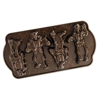 Imagen de Nordic Ware Molde Spooky Skeleton Cakelet de aluminio marrón, 35,6 cm x 17,5 cm, NW 93548