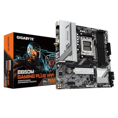 Imagen de GIGABYTE B650M Gaming Plus WiFi Placa Base Procesadores AMD Ryzen 9000, VRM de 5+2+2 Fases, hasta 8000 MHz DDR5, 2xPCIe 4.0 M.2, LAN 2.5GbE, 6E, USB 3.2 Gen 1