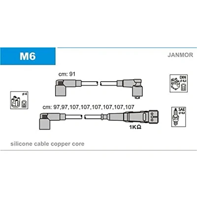 Imagen de JANMOR M6 Juego de Cables Encendido MERCEDES BENZ: Clase S Berlina, SL Cabrio, Coupé