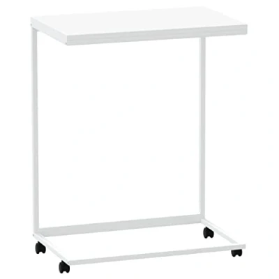 Imagen de vidaXL Mesa Auxiliar con Ruedas de Pasillo Consola Sofá Mueble Teléfono Dormitorio Balcón Jardín Salón Patio Contrachapado Blanco
