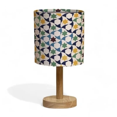 Imagen de Bellaluma Lampara Mesita Noche Decoracion Hogar Regalos Originales Lamparas De Habitacion Mesitas Dormitorio Pantalla Tela Mesa (Star of Alhambra)