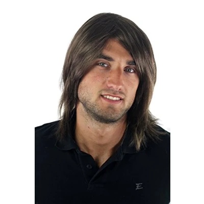 Imagen de Peluca masculina, para hombre, pelo largo, juvenil, moderno, informal, castaño GFW892 10 Toupet