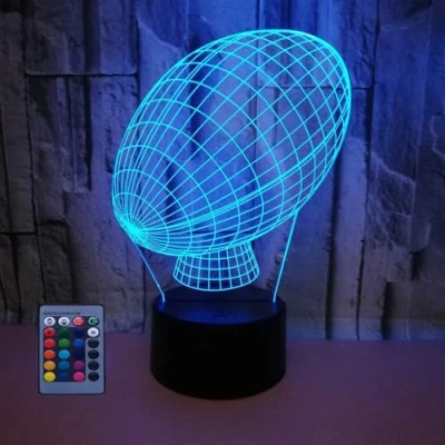 Imagen de HPBN8 Ltd 3D Rugby Ilusión Lámpara Luz Nocturna 7/16 Colores Cambiantes Control Remoto USB de Suministro Energía Juguetes Decoración Regalo Cumpleaños Navidad