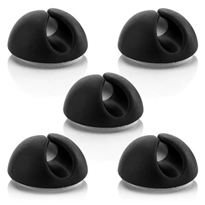 Imagen de deleyCON 5x Clips de Cable Portacables Gestión Cables Fijación Organizador para hasta 8mm Abrazaderas Manejo Negro