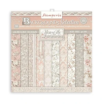 Imagen de Stamperia International Mini Scrapbooking You and Me Backgrounds, blanco, OSFA
