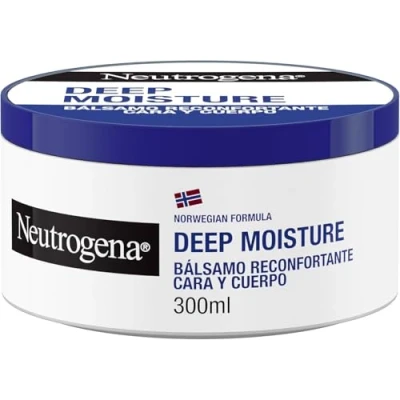 Imagen de Neutrogena Fórmula Noruega Hidratación Profunda Bálsamo Reconfortante (300 ml), crema hidratante corporal y facial con tecnología Pro Ceramida para pieles secas