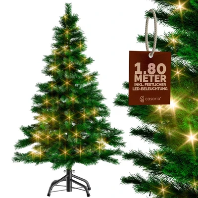 Imagen de CASARIA® Árbol de Navidad Artificial 180cm Árboles Pino 533 Puntas Cadena Luces Soporte Reutilizable
