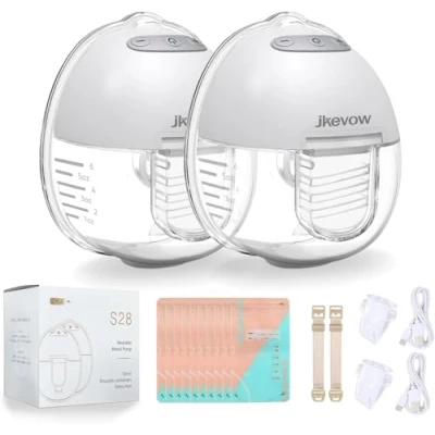 Imagen de Sacaleches Electricos, Jkevow Extractor de Leche Materna con 2 Modos y 9 Niveles Succión, 10 Bolsas 24mm (Blanco)