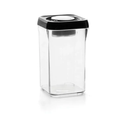 Imagen de Ibili ENVASE DE VACIO APILABLE RECTANGUL.1000, Plata/Negro/Transparente, 1000 ml