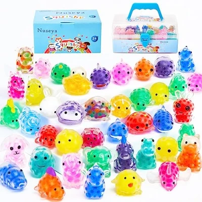 Imagen de Nuseya 42 Piezas Squishy Juguetes Mochis Fidget Toy Escuisis Kawaii Squeeze Toys Regalos Cumpleaños Niños con Caja de Almacenamiento para Animales No Duplicados
