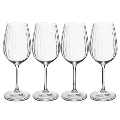 Imagen de Mikasa Treviso Copas de Cristal para Vino Blanco, 350ml, Juego 4 Finas Transparentes sin Plomo con Efecto Ondulado Celebraciones