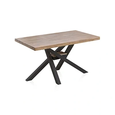 Imagen de Xena, Mesa Fija de Comedor, para Salon, Acabado en Roble Honey y Negro, Medidas: 140 cm (Largo) x 80 (Ancho) 76 (Alto)