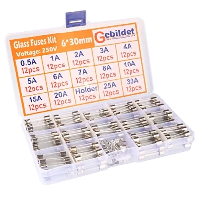 Imagen de Gebildet 168pcs 6x30mm Kit Surtido de Fusible Vidrio Rápido Soplo Fusibles Soplado para Auto Bote Camión (0.5A/1A/2A/3A/4A/5A/6A/7A/8A/10A/15A/20A/25A/30A) con 12pcs Portafusibles