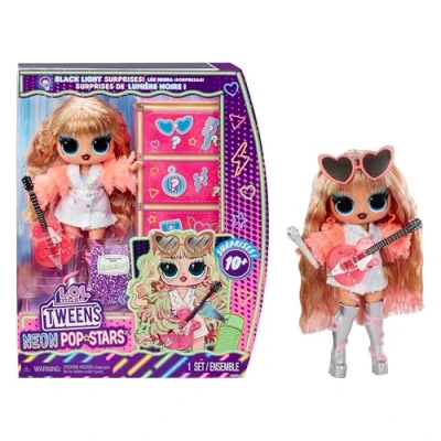 Imagen de L.O.L. Surprise! Tweens Neon Pop Stars Thea 1 Muñeca de Moda, con Sorpresas Retroiluminadas, +10 Disfraces y Accesorios Estrella del Pop, Incluida su Guitarra Rosa, para Niños +4 Años