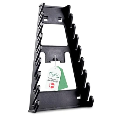 Imagen de raaco Clip 11 Soporte para Llaves de Tuerca Panel Perforado y Pared Herramientas, 4,6 x 23,7 14,5 cm, Espacio 8 Llaves, Soporta hasta 5 kg, Accesorio Tablero Perforado, Set 1