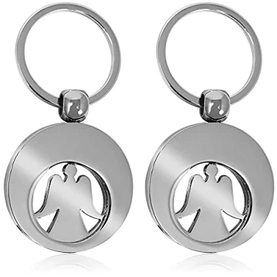 Imagen de com four® 2X Llavero Ángel de la Guarda con Chip Carrito Compras extraíble (02 Piezas ángel)