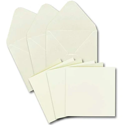 Imagen de Juego de 20 tarjetas plegables cuadradas en color crema, 13,5 x cm, 240 g/m², con sobres cuadrados, 14 90 adhesivo húmedo