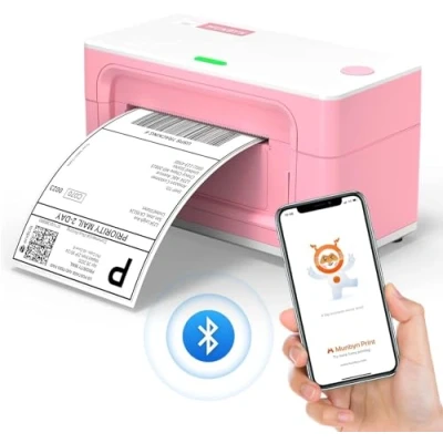 Imagen de MUNBYN Impresora de Etiquetas Bluetooth, Adhesivas, Envío para Código Barras Amazon DHL UPS, Compatible con iOS, Android, MacOS, Windows, Chromebook