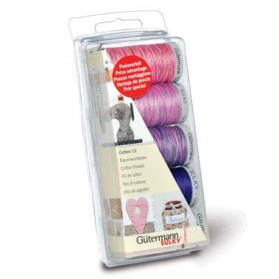 Imagen de Gutermann Juego de Hilos: Bordado a máquina Algodón 12 Berry, Frutas del Bosque, 1000