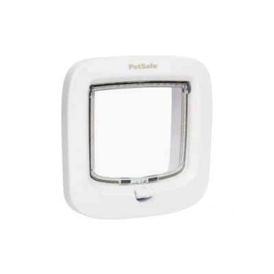 Imagen de PetSafe Gatera con Bloqueo Manual, Puerta para Gatos, 4 Posiciones de Cierre, Gatos Hasta 7 kg, Plástico, Blanco