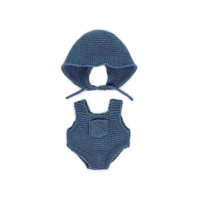 Imagen de Conjunto Punto Pelele y Gorro Azul Muñeco 21cm
