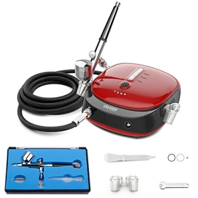 Imagen de Oasser Mini Kit Aerógrafo con Compresor Portable Profesional Airbrush Doble Acción 1000mAh Batería de Litio Recargable Juego Pistola para Pintura Artística Uña Modelo AK1