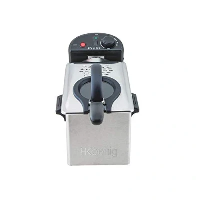 Imagen de H.Koenig Freidora con cesta extraíble DFX300, Acero inoxidable, Capacidad aceite 3L, Temperatura regulable, Filtro antiolor, Potencia 2100 W