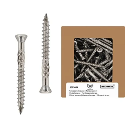 Imagen de HELPMATE Tornillos de terraza 5 x 70 acero inoxidable A2 50 unidades para tablones + 1 broca T25 terrazas exteriores (construcción terrazas, casas jardín,
