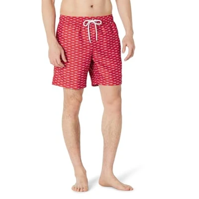 Imagen de Amazon Essentials Bañador de Secado Rápido 18 Cm Hombre, Lila Rojo Crocodiles, S