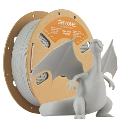 Imagen de ERYONE High Speed Matte Filament PLA 1.75mm +/ 0.03mm, 3D Printing Pro Fit Most FDM Printer, 1kg / Spool, Light Grey