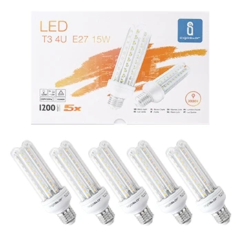 Imagen de Aigostar Bombilla LED E27 Luz Cálida 3000K, 15W Lámpara E27, 1510 lúmenes, Ángulo 360, no regulable Caja de 5 unidades