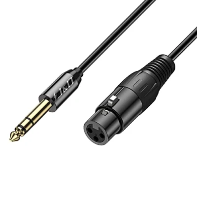 Imagen de J&amp;D 6,35mm a XLR Cable, PVC Shelled 6.35 mm 1/4&#039;&#039; TRS Macho Hembra 1/4 Balanced Adaptador Cable Audio de Interconexión para Altavoz Condensador Mic Guitarra Mixer AMP 0.9 Meter