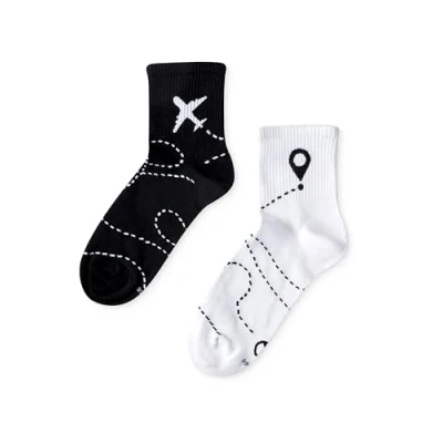 Imagen de Dedoles Calcetines Unisex Hombre Mujer y Niños Algodón muchos diseños divertidos Fútbol Bicicleta Caballos diferente izquierda derecha, color: Negro, diseño: Ruta del avión (de deporte), tamaño: 39 42