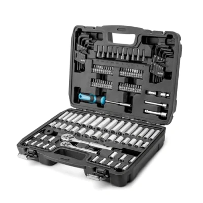 Imagen de DURATECH 121 Piezas Juego de Herramientas Mecánicas, Set Llaves Vaso, 1/4&quot; y 3/8&quot;, Carraca 72 Dientes, Acero al Cr V, con Caja, Incluye Destornillador Puntas