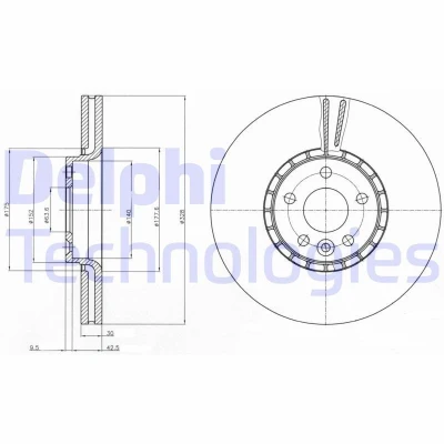 Imagen de DELPHI BG9085 Disco de freno 328 30 5 ventilado aceitado sin procesar cojinete rueda, anillo sensor ABS VOLVO: XC60 I
