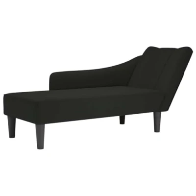 Imagen de vidaXL Chaise Longue con reposabrazos Derecho Terciopelo Negro, sillón, diván, Silla de salón, sofá Silla, Tumbona, diván salón