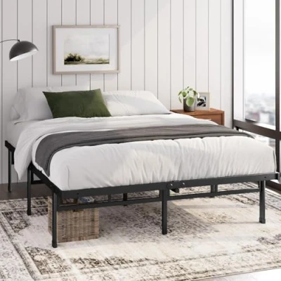 Imagen de Zinus Justin Cama de 160 x 200 cm, 36 cm Altura con Almacenamiento bajo la Cama, Plataforma Metal, Color Negro