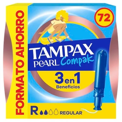 Imagen de Tampax Compak Pearl Regular, 72 Tampones con Aplicador, Nuestro nº1 en Confort y Protección