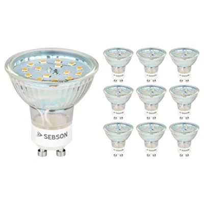 Imagen de SEBSON Bombilla LED GU10 5W Equivalente a 35W 420 Lúmenes Blanco Cálido 3000K No Regulable Angulo de Haz 110 Spot 230V Juego 10