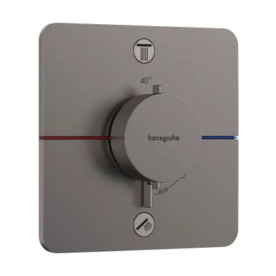 Imagen de hansgrohe ShowerSelect Comfort Q, termostato empotrado , grifo con botón de seguridad (SafetyStop) a 40 C, para ducha y bañera, mezclador 2 funciones, cromo negro cepillado