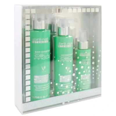 Imagen de abril et nature Set de Cuidado Capilar Profesional Rejuvenecedor Cell Innove Pack Champú, Mascarilla y Sérum para el pelo Con Células Madre Vegetales Regenera Rejuvenece 550 ml