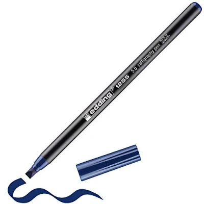 Imagen de edding 1255 rotulador caligráfico azul acero 1 punta 5 mm de fibra para papel, madera, terracota principiantes, letras a mano, bullet journals, libros caligrafía