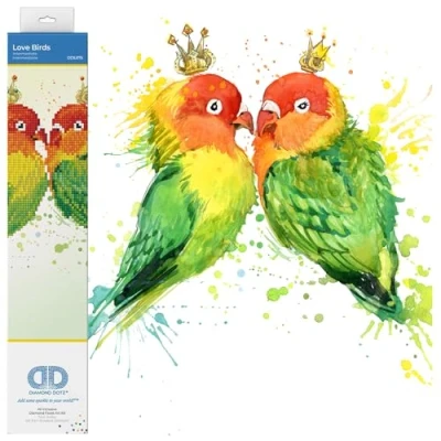 Imagen de DIAMOND DOTZ Intermediate Kit, DD5 Love Birds Pintura de Diamante para Manualidades (32 x 32 cm, niños y Adultos), Amar a Las Aves