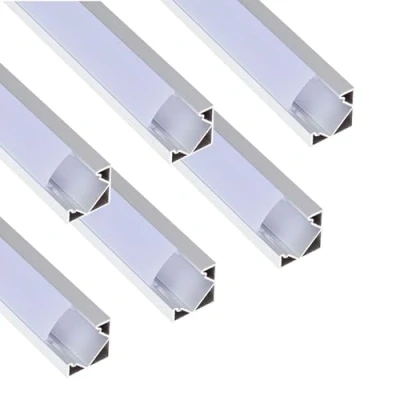 Imagen de Jandei Perfiles Aluminio Gris 1 Metro. Canal Forma V para Instalación Tiras LED en Esquinas, Difusor Semitransparente. Incluye Tapas y Clips Montaje 18,2mm x 1m (Pack 6 uds)