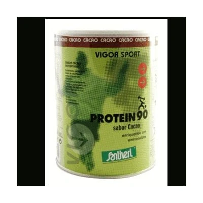 Imagen de SANTIVERI Protein 90 instantáneo cacao en polvo, alto contenido proteína/bote 200 g a base de proteína 100% vegetal, aminoácidos y vitaminas