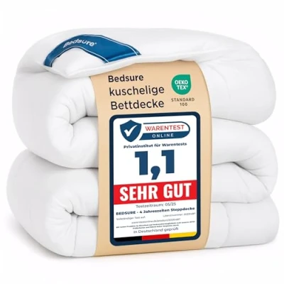 Imagen de Bedsure edredón 155x220 para Todas Las Estaciones 4 Estaciones, alérgicos 300GSM 155x220cm, Manta súper Suave, Dormir Transpirable
